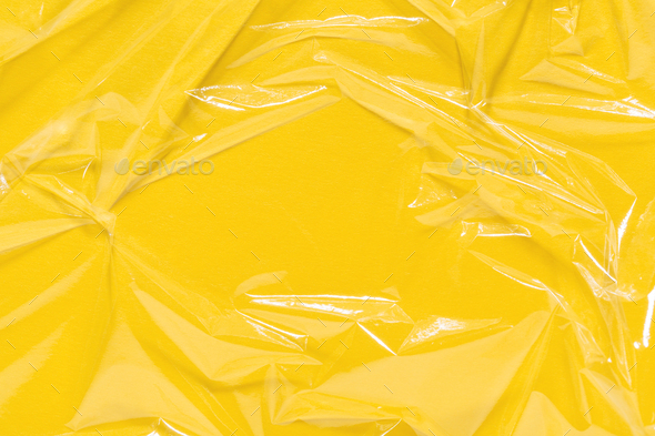 Yellow Wrinkled Cling Film Texture, Yellow Vinyl Background. Stock Photo by  JuliaManga