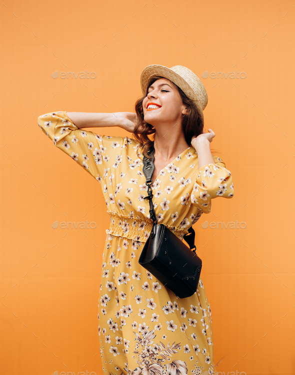 colorful girl with neon and hat in dancing pose illu...