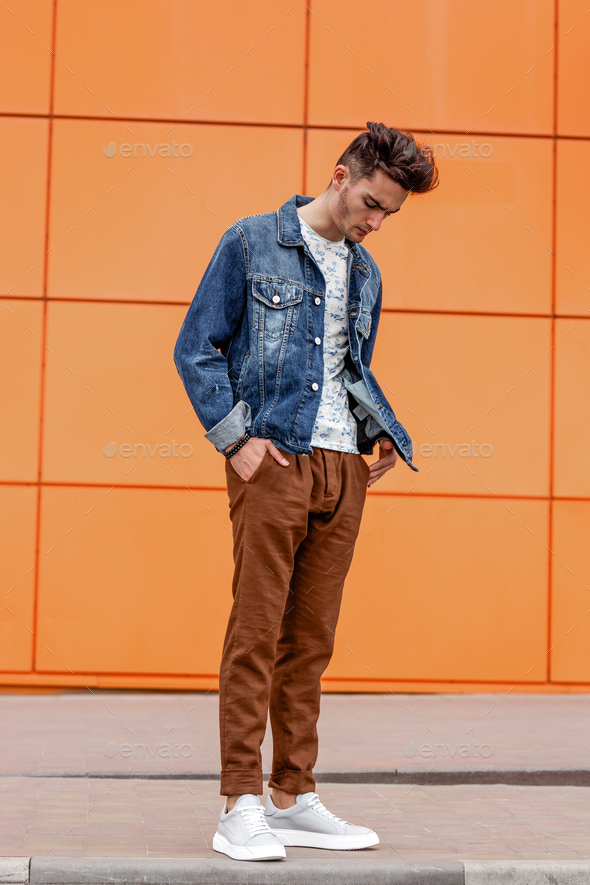 Handsome Young Man Jeans Jacket Pose Stock Photo 1466288942 | Shutterstock
