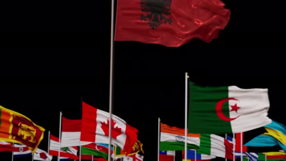 Albania Flag With World Flags In Alpha Channel