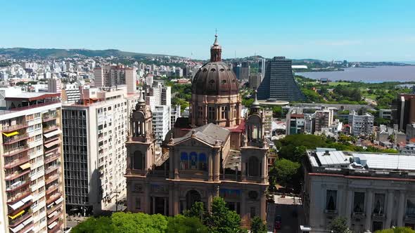 Cathedral, Matriz Square (Porto Alegre, Rio Grande do Sul, Brazil) aerial view alt