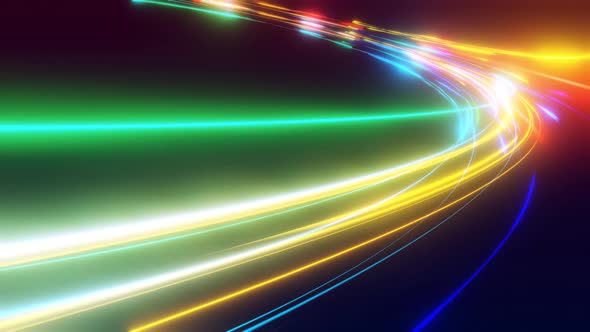 3d Vj Loop Abstract Background with Futuristic Flow of Multicolor Glow Lines alt