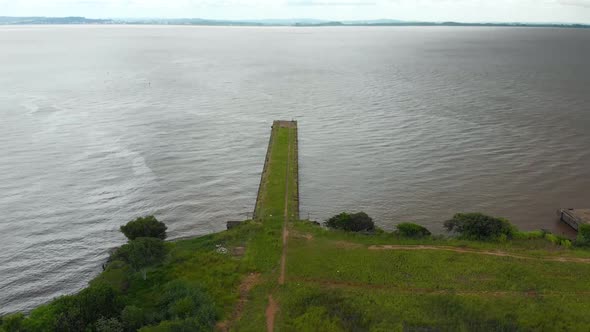 Pier, Guaiba River (Porto Alegre, Rio Grande do Sul, Brazil) aerial view alt