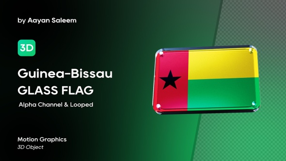 Guinea Bissau Flag 3D Glass Badge alt