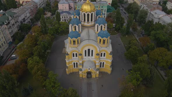 Aerial Footage of a Beautiful Church in Kyiv Saint Vladimirs Cathedral alt