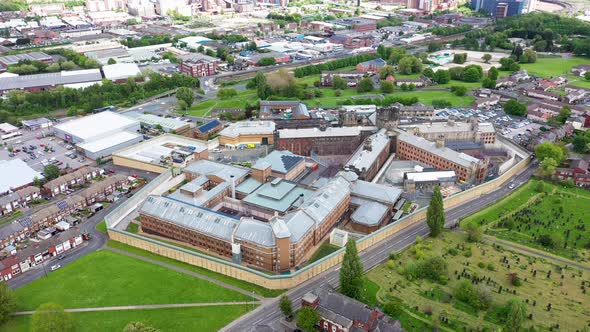 Aerial drone footage of the town of Armley in Leeds West Yorkshire in the UK alt