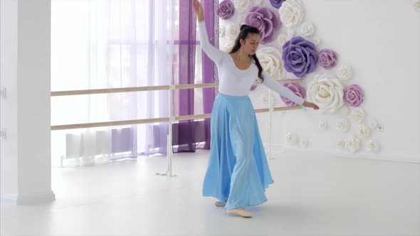Ballet Dancer is Rehearsing a Dancing Elements