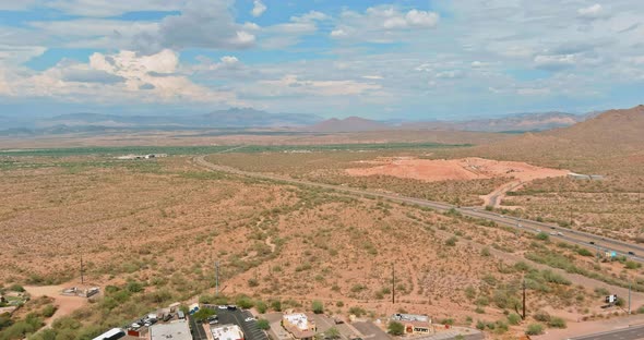 Panorama the Aerial View of a Fountain Hills Small Town Near Mountain Desert of Residential Suburban alt