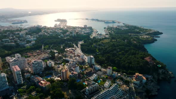 Aerial View of the Capital of Mallorca  Palma De Mallorca in Spain alt