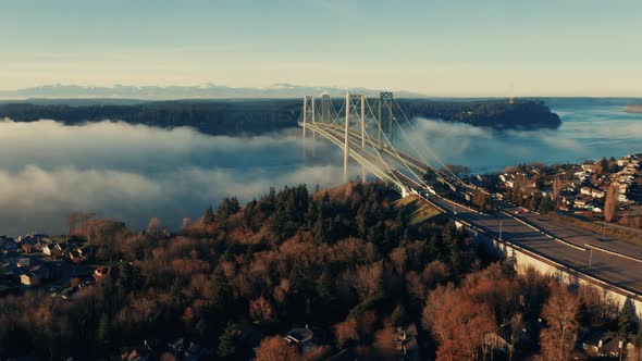 Aerial View of Marietta and it's Waterfront along the Ohio River 4K UHD