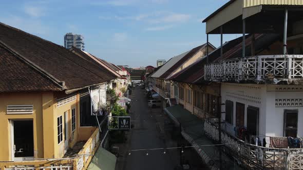 Aerial view of residential district in Battambang, Cambodia. alt