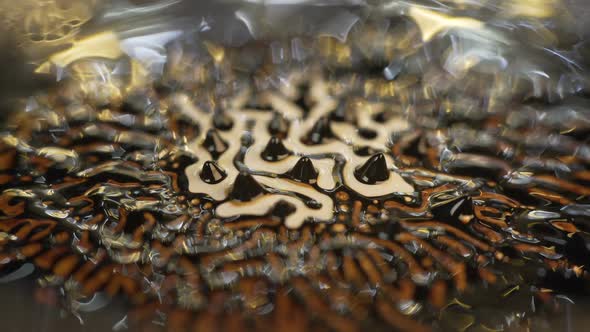 Ferrofluid. Beautiful Colors and Fantastic Shapes. Close-up.