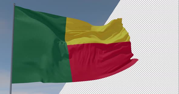 flag Benin patriotism national freedom, seamless loop, alpha channel alt