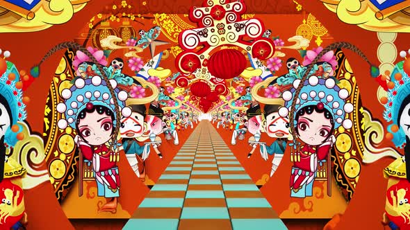Chinese Spring Festival Traditional Cartoon Painting Motion Graphic