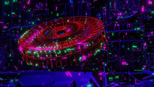 UFO Over Futuristic Neon City 02 alt