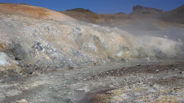 Aggressive Hot Springs, Natural Volcanic Landscape of Kamchatka Peninsula