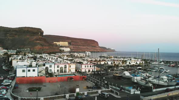 Aerial Top View of Puerto Mogan, Canary Islands