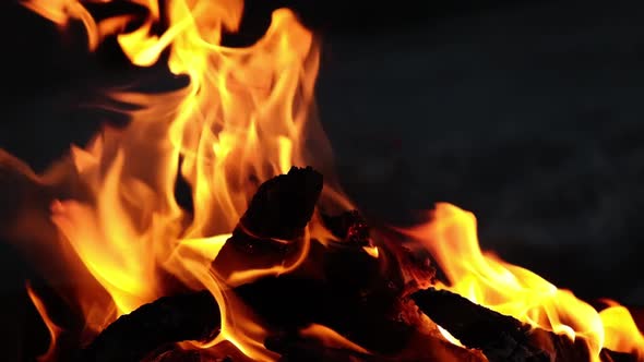 Super slow motion flames of a barbecue