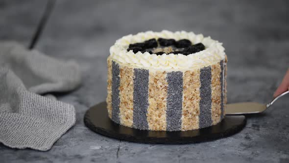 Delicious Cake with Prunes Nuts and Poppy Seeds
