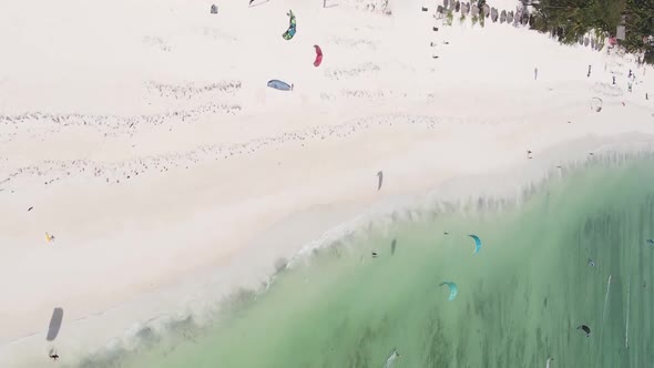 Vertical Video of the Coast of Zanzibar Island Tanzania Slow Motion alt