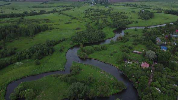 Evening Flight Over the River Among the Fields alt