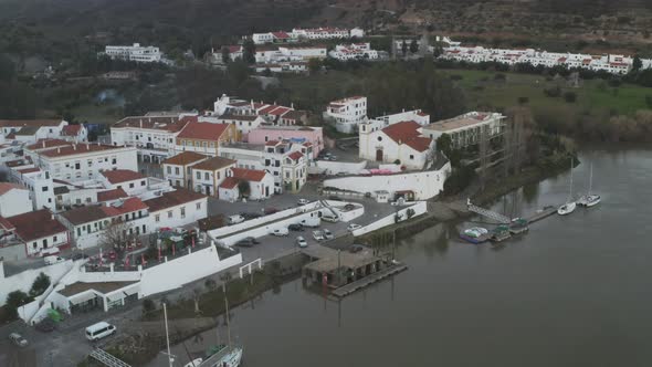 Aerial drone view of Alcoutim in Algarve, Portugal alt
