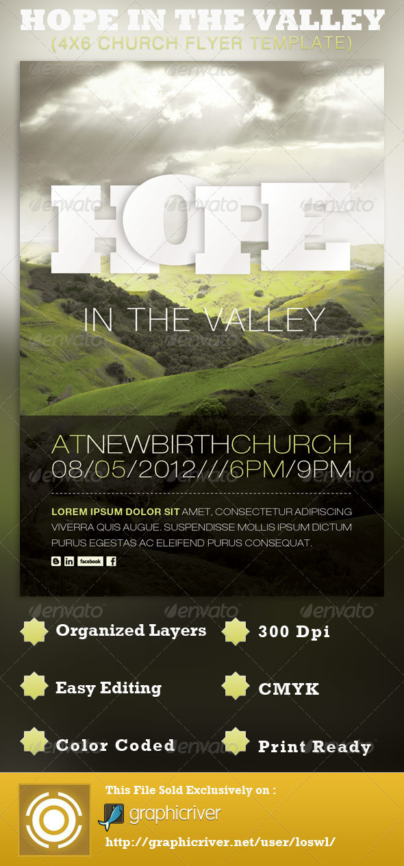 Hope in the Valley Church Flyer Template - Church Flyers