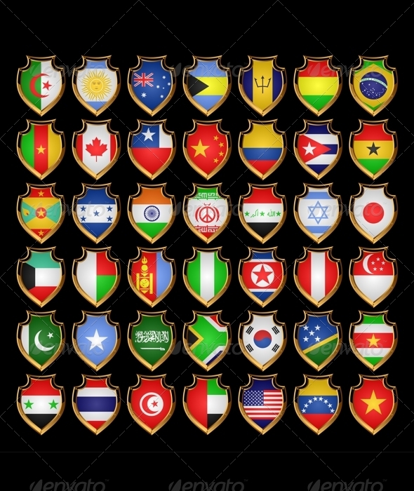 Flags-badges. - Decorative Symbols Decorative