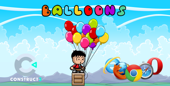 Balloon HTML5 Game (With Construct 3 All Source-code (.c3p)