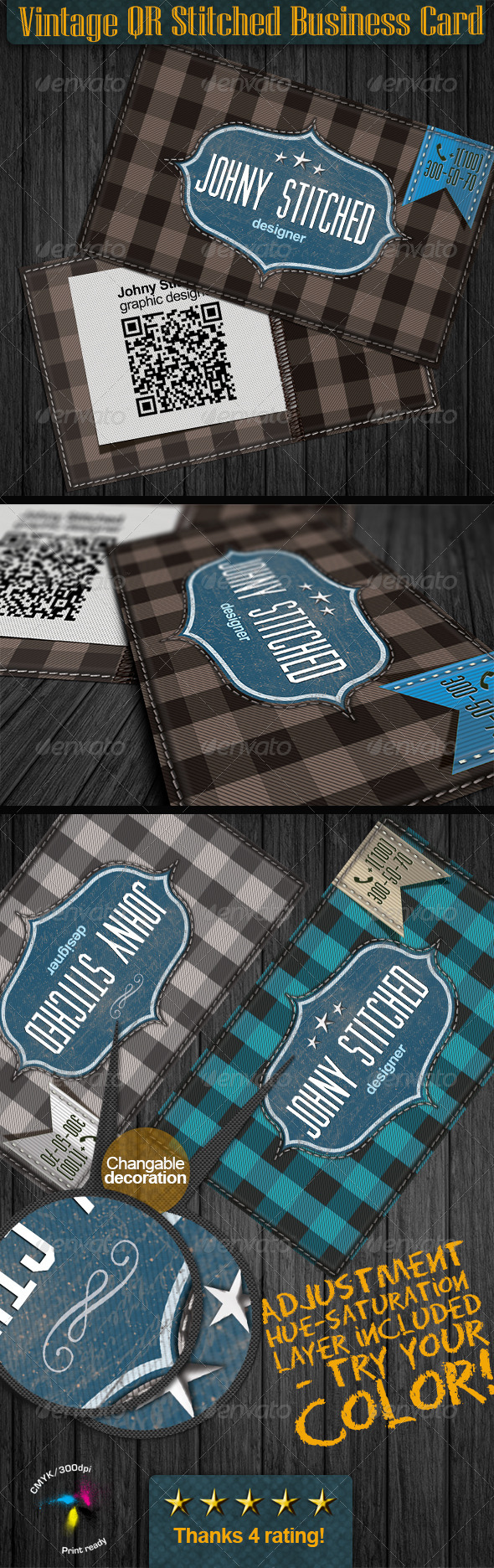 Vintage Quick Responsive Stitched Card - Retro/Vintage Business Cards
