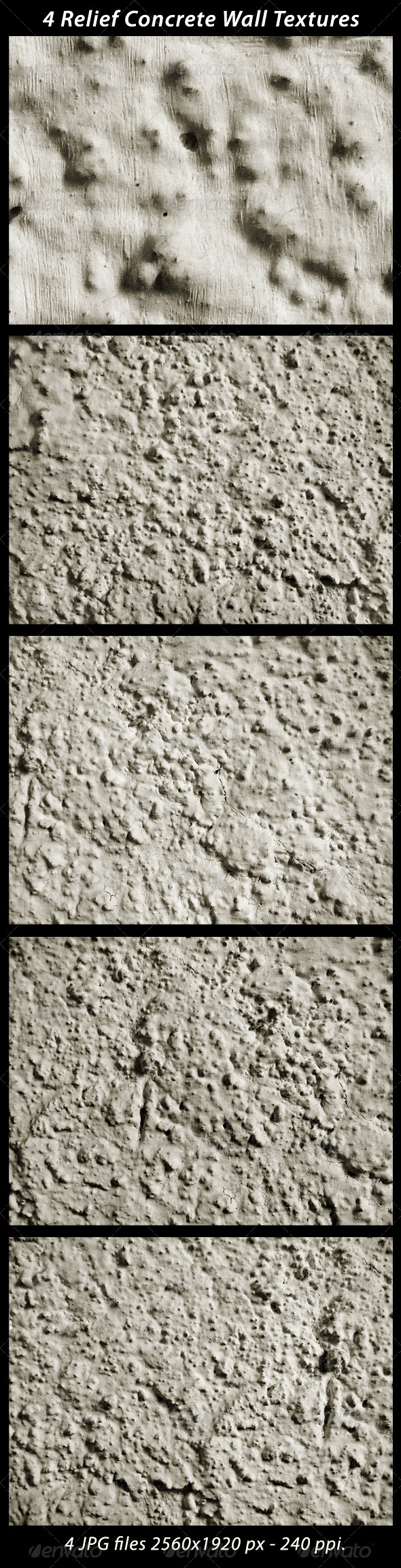 4 Relief Concrete Wall Textures - Concrete Textures
