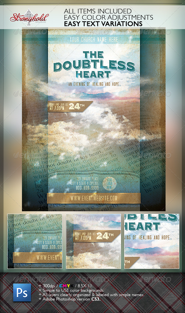 Doubtless Heart Church Flyer Template - Church Flyers