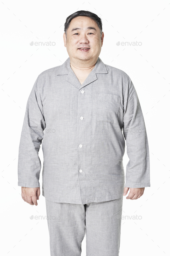 Plus size model gray sleepwear apparel mockup - Stock Photo - Images