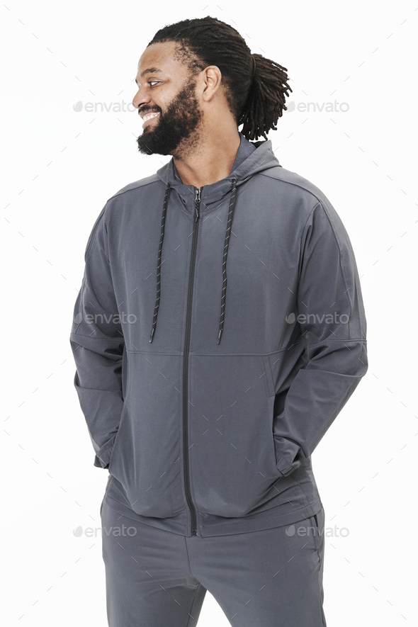Men's gray hoodie mockup fashion shoot in studio Stock Photo by Rawpixel