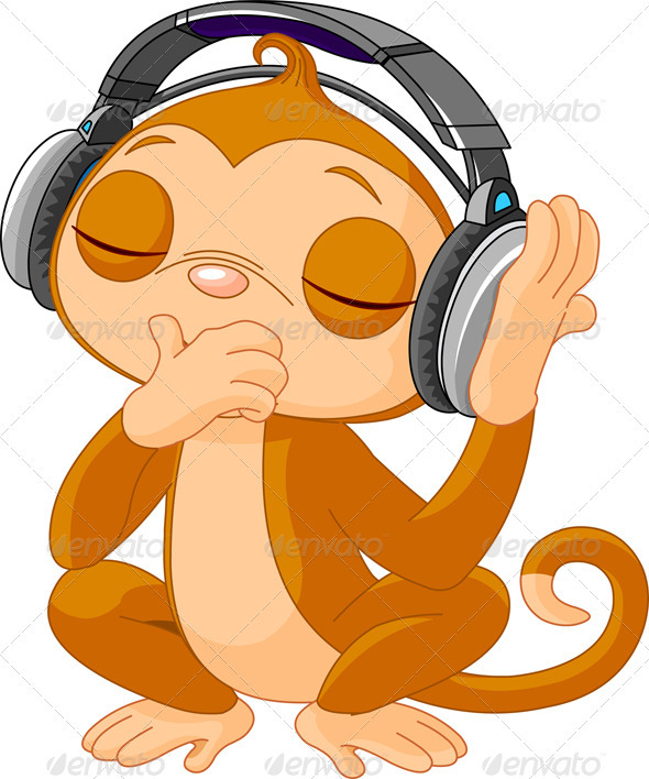 Cute little Monkey listening music by Dazdraperma