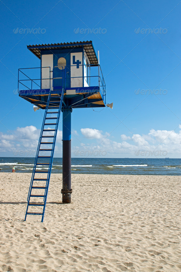 Lifeguard tower at the beach - Stock Photo - Images