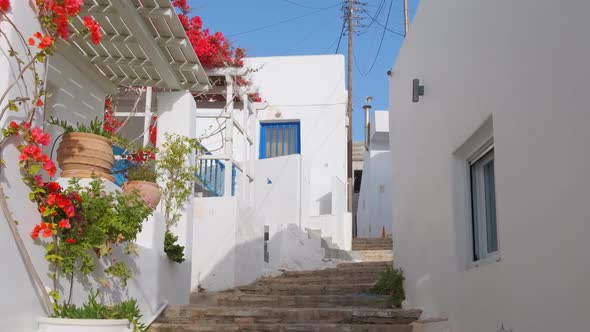 Walking in Naousa Street on Paros Island, Greece alt