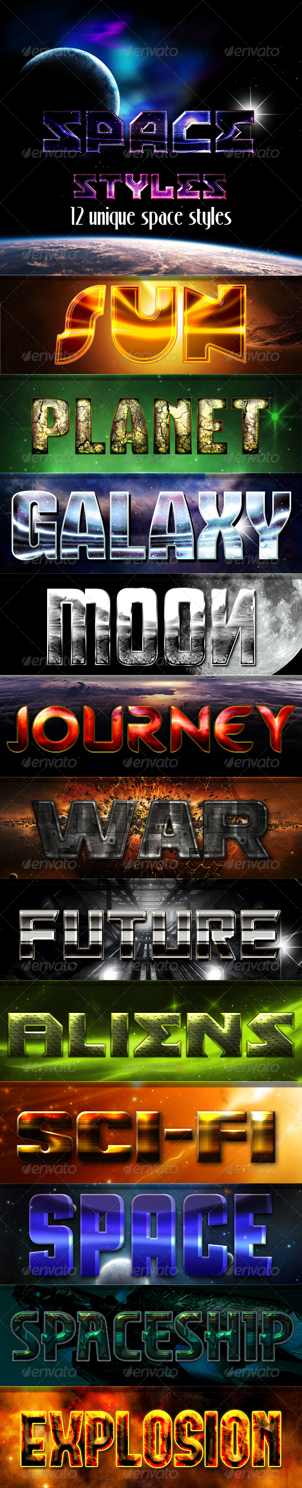 12 Space Styles - Text Effects Styles