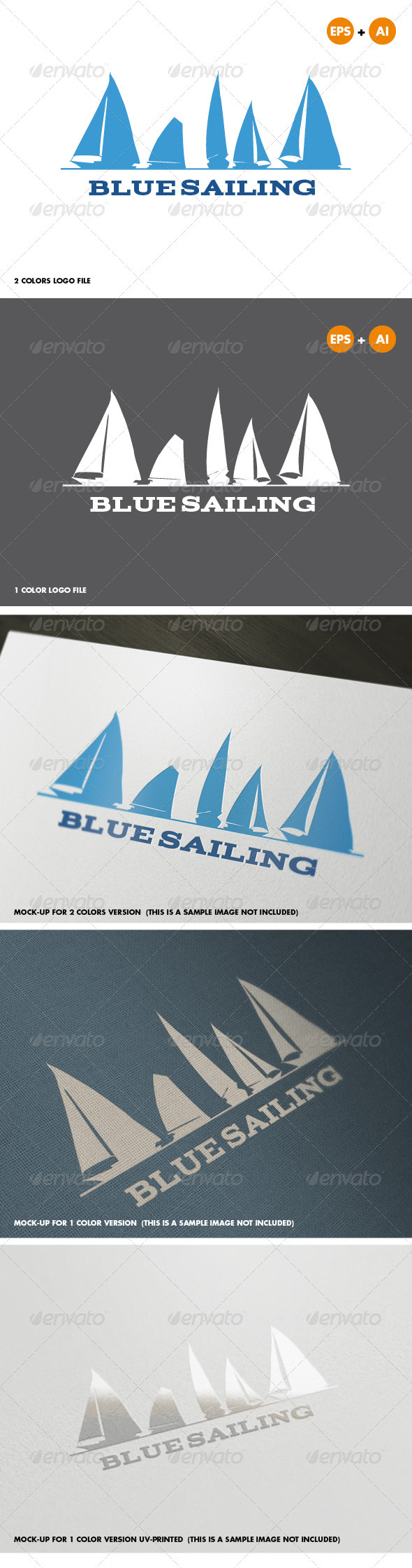 Blue Sailing Logo Template - Objects Logo Templates