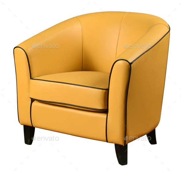 Elegant Leather Armchair Of Yellow, Yellow Leather Chair