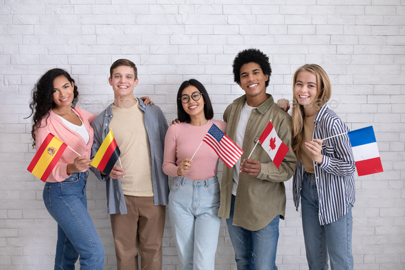 Immigrants of different countries and exchange students in language school