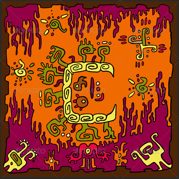 Ethnic Abstract Orange Background - Backgrounds Decorative