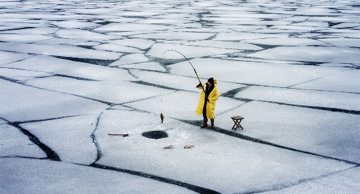 Winter Fishing Concept