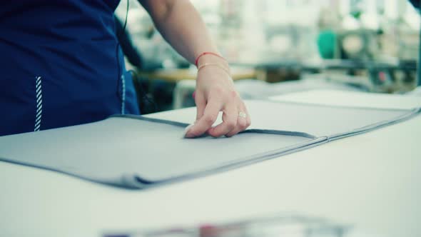 Textile Worker is Ironing a Clothing Item alt