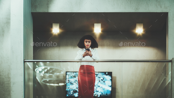 Woman entrepreneur on office balcony - Stock Photo - Images
