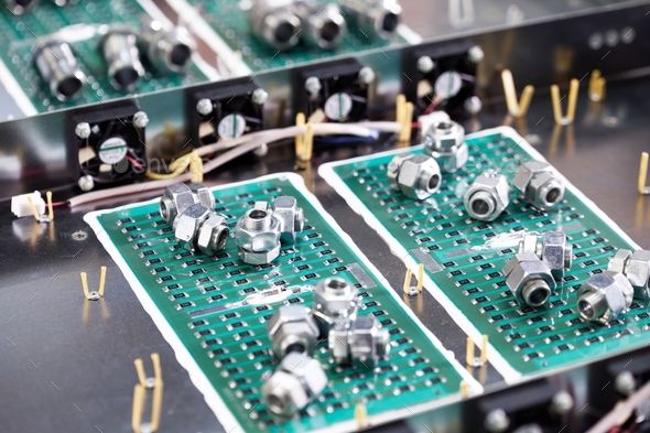 Metal components and microcircuits - Stock Photo - Images