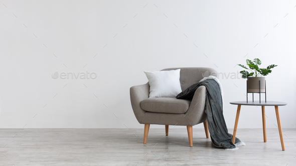 Contemporary minimalist style interior design of light studio