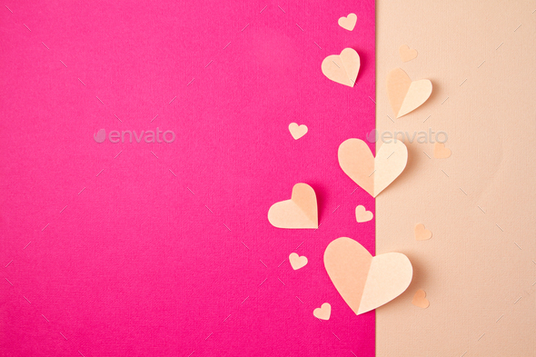 Paper hearts background. Love, Sainte Valentine, mother's day, birthday  greeting cards Stock Photo by OksaLy