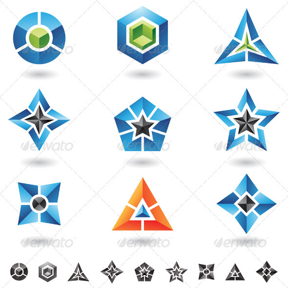 cubes, stars, pyramids - Abstract Icons