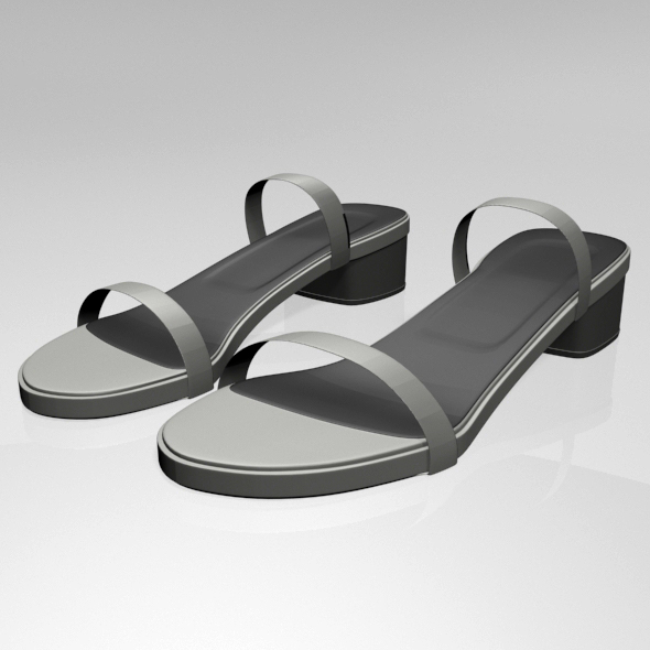 Round-Toe Chunky-Heel Sandals - 3Docean 30264746